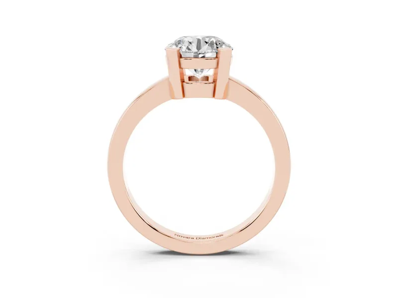 Round Solitaire Engagement Ring Setting | Flat Tab Prongs | Rose Gold