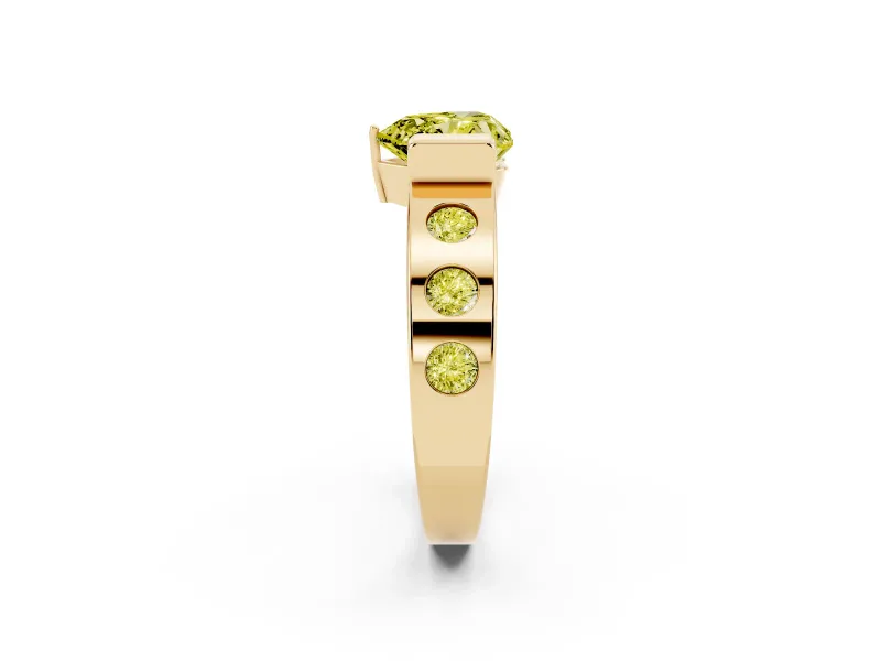 Heart-Shaped Tension Style Engagement Ring Setting for a Fancy Yellow Lab-Grown Diamond | Yellow Gold