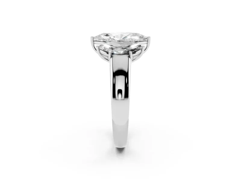 Marquise Three Stone Engagement Ring Setting | Touching Side Stones | Platinum