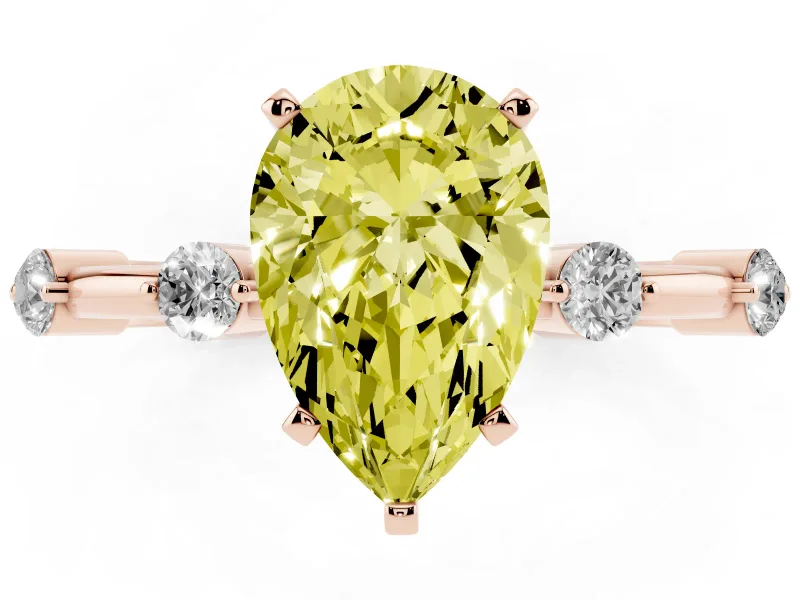 Pear-Shaped Bar Set Engagement Ring Setting for a Fancy Yellow Lab-Grown Diamond | Rose Gold