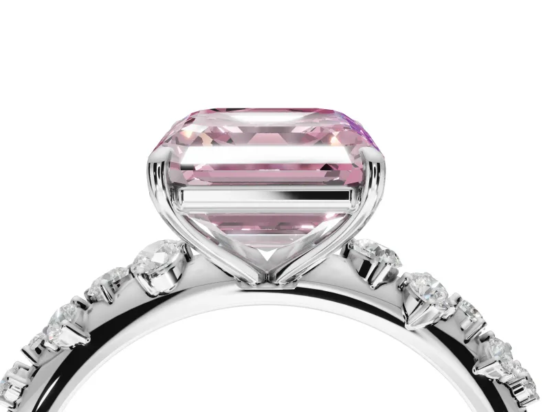 Asscher Cut Graduated Solitaire Engagement Ring Setting for a Fancy Pink Lab-Grown Diamond | Platinum