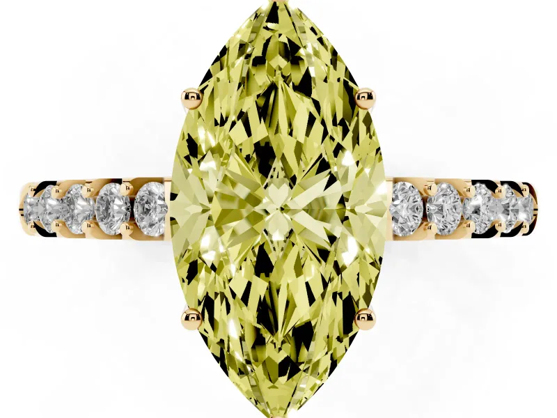 Marquise Engagement Ring Setting for a Fancy Yellow Lab-Grown Diamond | Yellow Gold - Design NV-24649