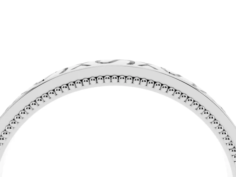 Engraved Milgrain Band Set in Platinum with Vintage-Inspired Pattern