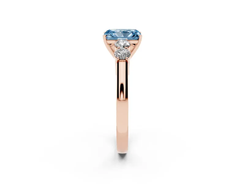 Radiant Cut 5 Stone Engagement Ring Setting for a Fancy Blue Lab-Grown Diamond | Rose Gold
