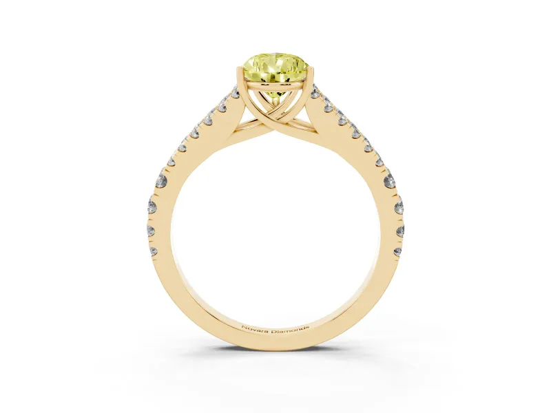 Pear-Shaped Graduated Split Shank Engagement Ring Setting for a Fancy Yellow Lab-Grown Diamond | Yellow Gold