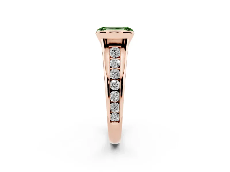 Emerald Cut Half Bezel Engagement Ring Setting for a Fancy Green Lab-Grown Diamond | Rose Gold