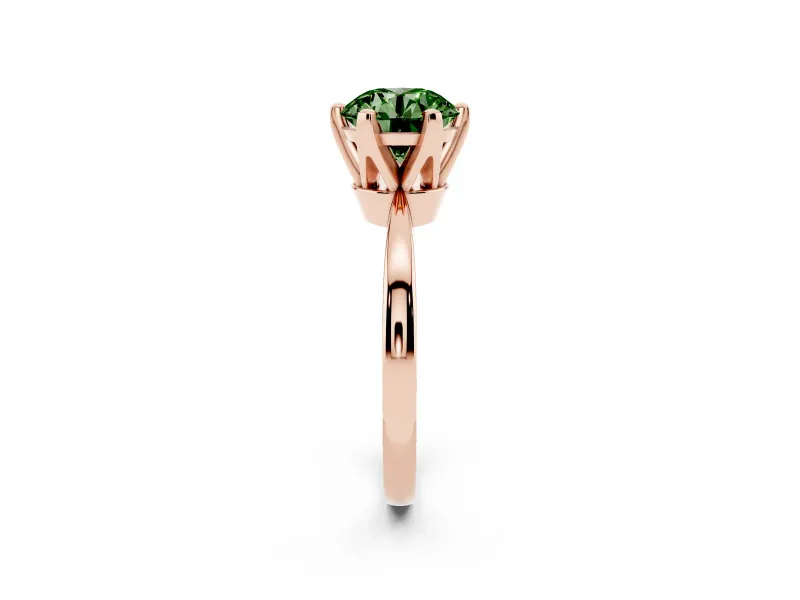 Round Tapered Solitaire Engagement Ring Setting for a Fancy Green Lab-Grown Diamond | Claw Prong Head | Rose Gold