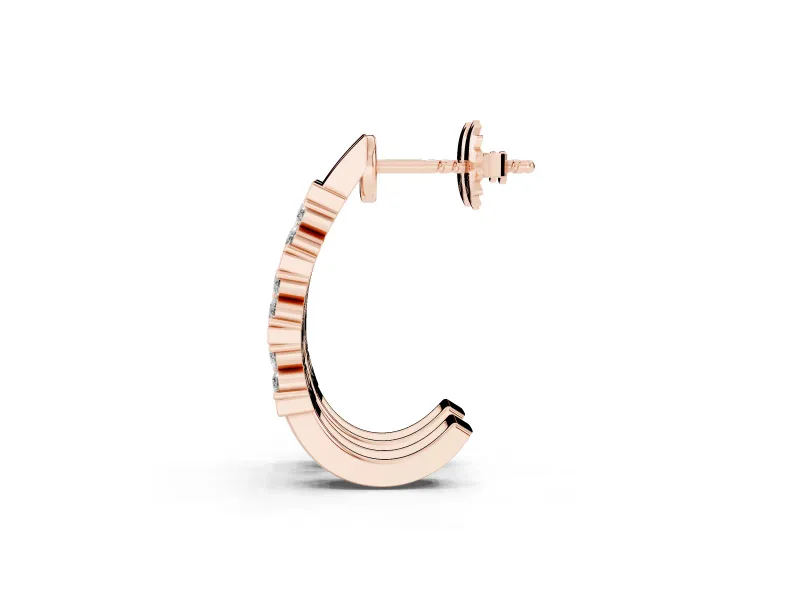 Round Lab-Grown Diamond Double Row Hoop Earrings | Grouped Stones | Rose Gold