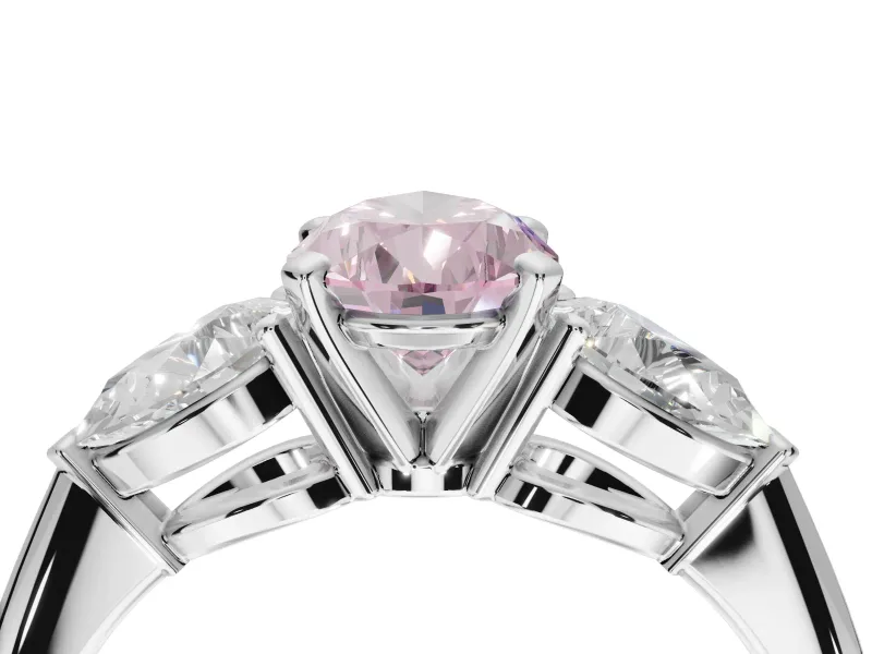 Pear-Shaped 3-Stone Engagement Ring Setting for a Fancy Pink Lab-Grown Diamond | Sterling Silver