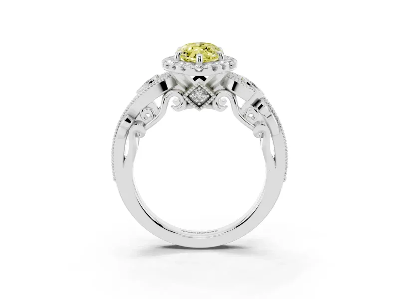 Marquise Halo Engagement Ring Setting for a Fancy Yellow Lab-Grown Diamond | Sterling Silver - Design NV-24754