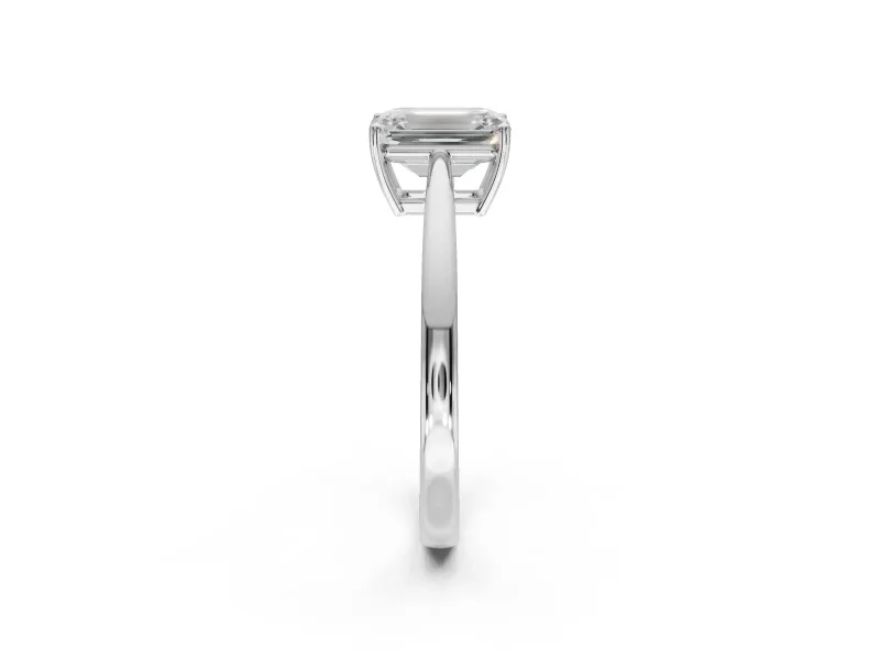 Emerald Cut Cathedral Solitaire Engagement Ring Setting | Open Shoulders | White Gold