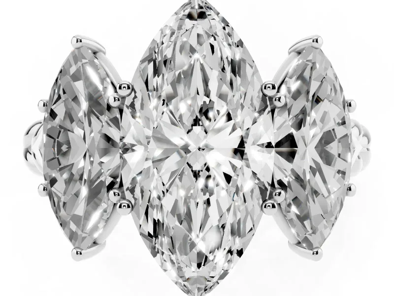 Marquise Three Stone Engagement Ring Setting | Braided Band | Sterling Silver