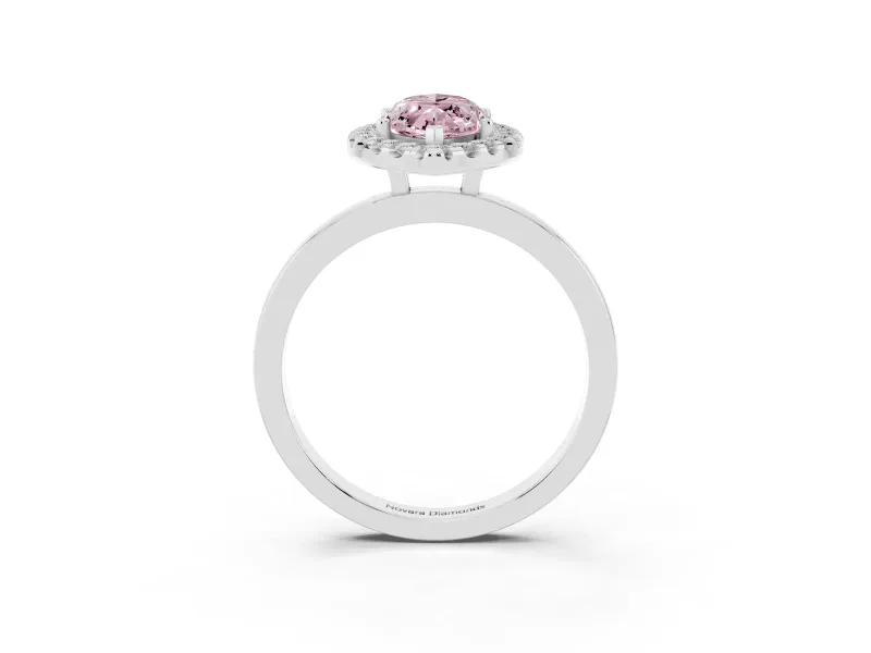 Marquise Thin Halo Engagement Ring Setting for a Fancy Pink Lab-Grown Diamond | Plain Polished Band | Platinum