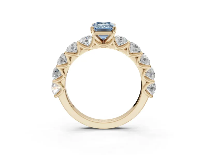 Emerald Cut Engagement Ring Setting for a Fancy Blue Lab-Grown Diamond | Yellow Gold - Design NV-24455