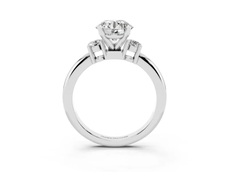 Round Three Stone Engagement Ring Setting | Round Side Stones | Platinum