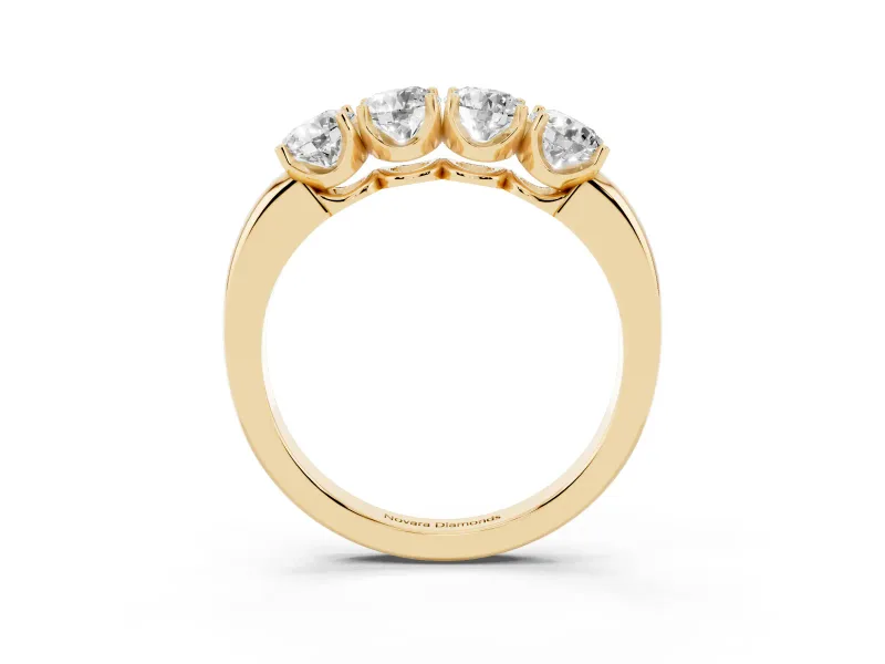 Four-Stone Round Diamond Band Set in Yellow gold with Prong Setting