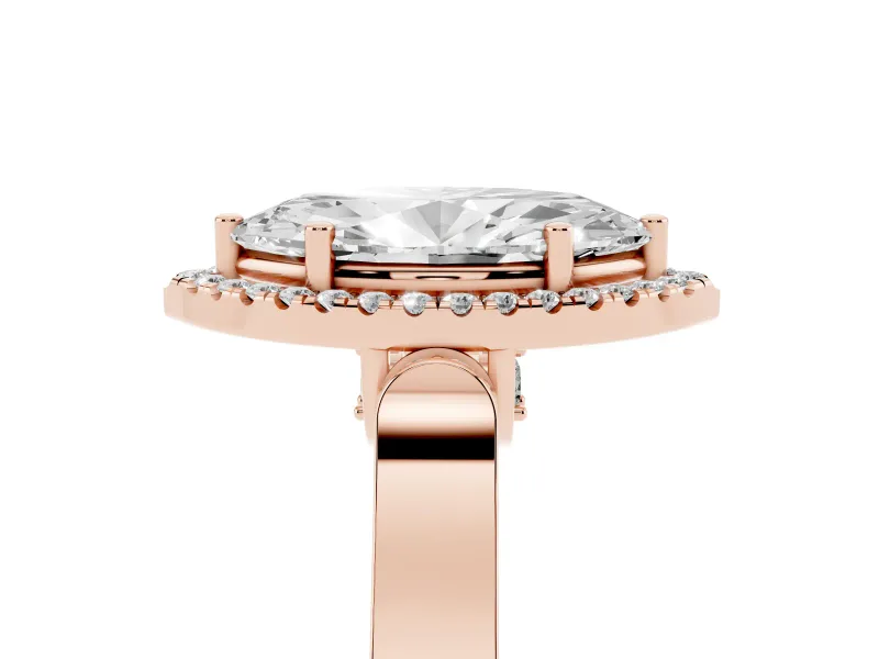 Marquise Halo Engagement Ring Setting | Pavé Panel Shoulders | Rose Gold