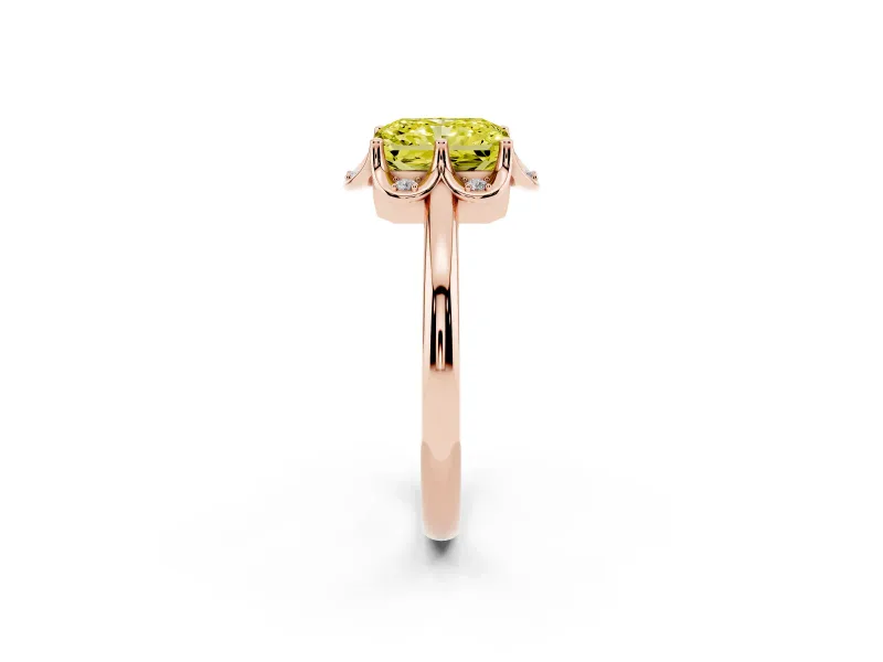 Radiant Cut Petal Halo Engagement Ring Setting for a Fancy Yellow Lab-Grown Diamond | Rose Gold