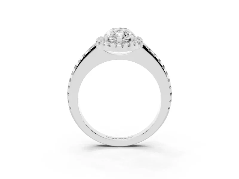 Marquise Pave Halo Engagement Ring Setting | Pave Band | Platinum