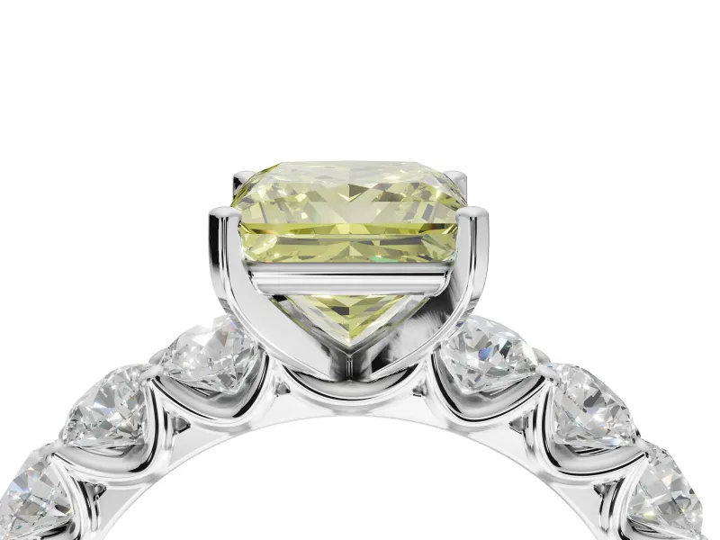 Princess Cut Engagement Ring Setting for a Fancy Yellow Lab-Grown Diamond | Platinum - Design NV-24455