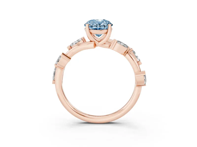 Oval Twisted Vine Engagement Ring Setting for a Fancy Blue Lab-Grown Diamond | Rose Gold