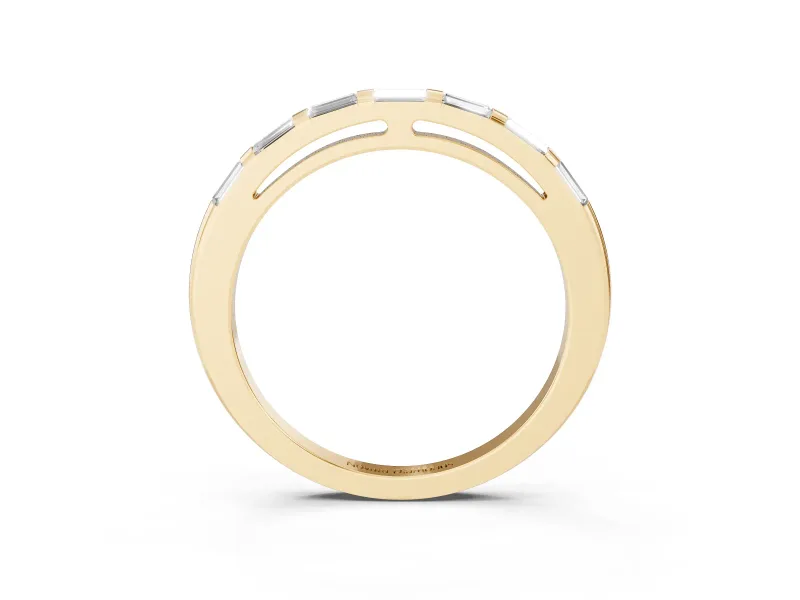 Baguette Lab-Grown Diamond Channel Set Wedding Band | Bar Dividers | Yellow Gold