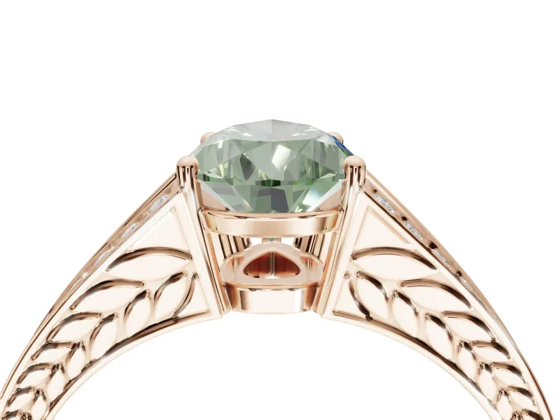 Pear-Shaped Split Shank Pavé Engagement Ring Setting for a Fancy Green Lab-Grown Diamond | Rose Gold