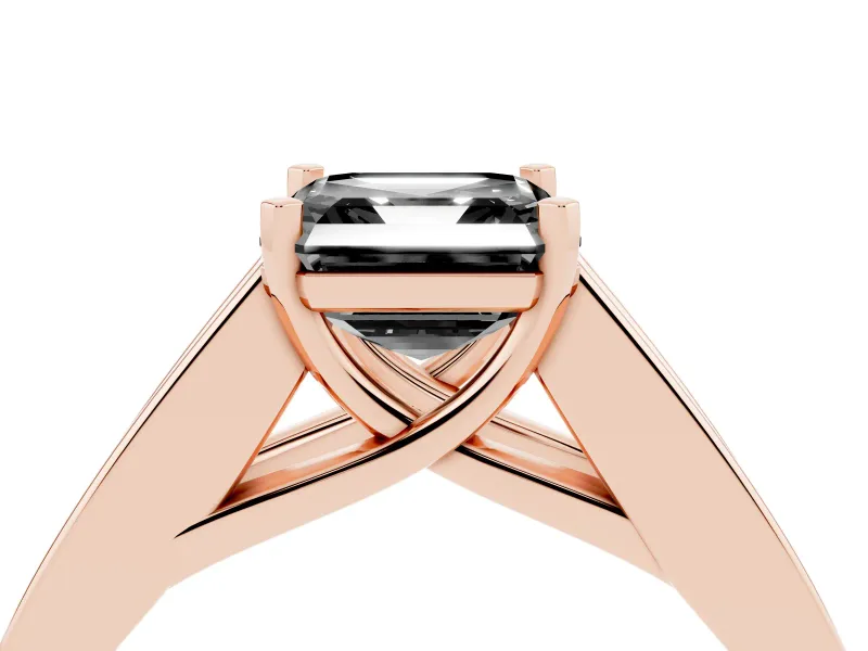 Asscher Cut Channel-Set Engagement Ring Setting for a Black Center | Wide Band | Rose Gold