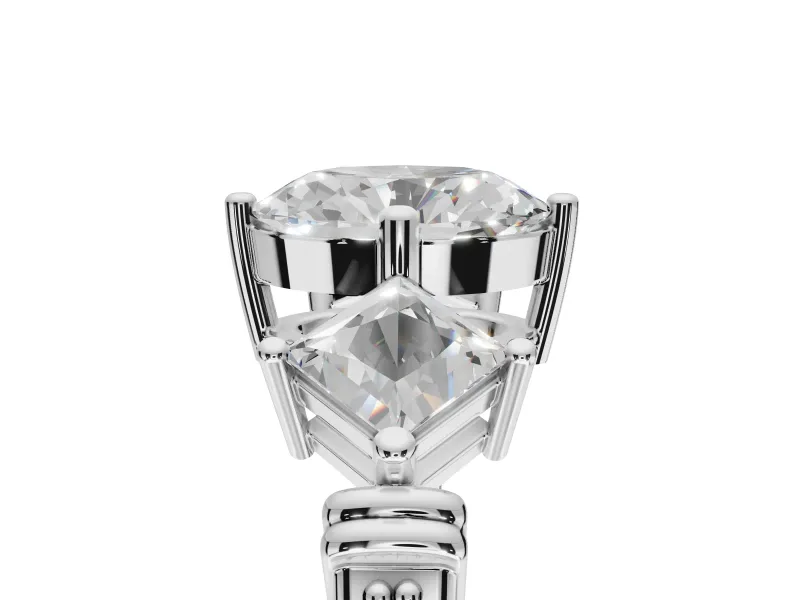 Oval Three Stone Engagement Ring Setting | On-Point Princess Side Stones | Platinum