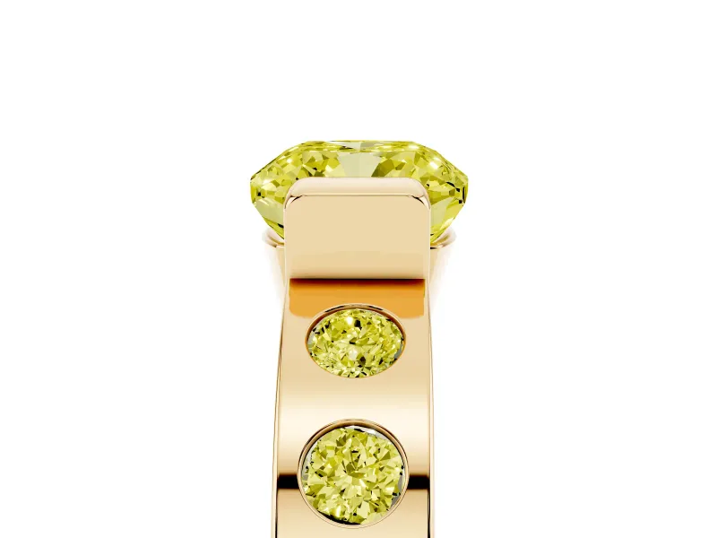 Cushion Cut Tension Style Engagement Ring Setting for a Fancy Yellow Lab-Grown Diamond | Yellow Gold