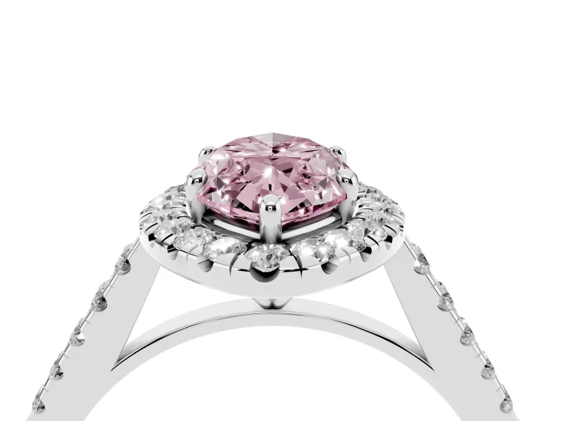 Marquise Halo Engagement Ring Setting for a Fancy Pink Lab-Grown Diamond | Pave Shoulders | Sterling Silver