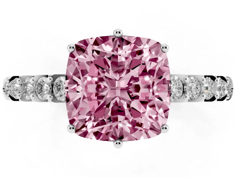 Cushion Cut Engagement Ring Setting for a Fancy Pink Lab-Grown Diamond | Platinum - Design NV-24649