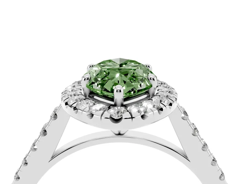 Marquise Halo Engagement Ring Setting for a Fancy Green Lab-Grown Diamond | Pave Shoulders | Platinum