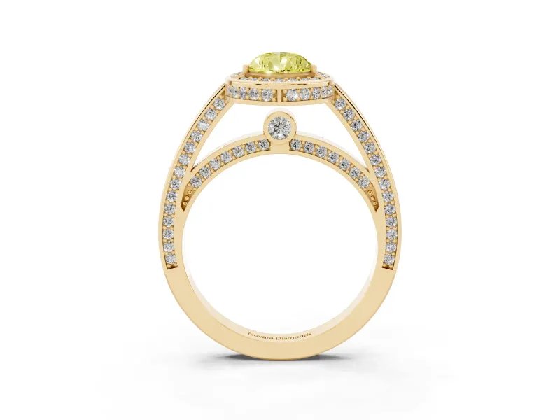 Pear-Shaped Sectioned Halo Engagement Ring Setting for a Fancy Yellow Lab-Grown Diamond | Yellow Gold