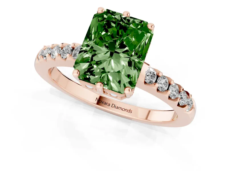 Radiant Cut Engagement Ring Setting for a Fancy Green Lab-Grown Diamond | Rose Gold - Design NV-24649