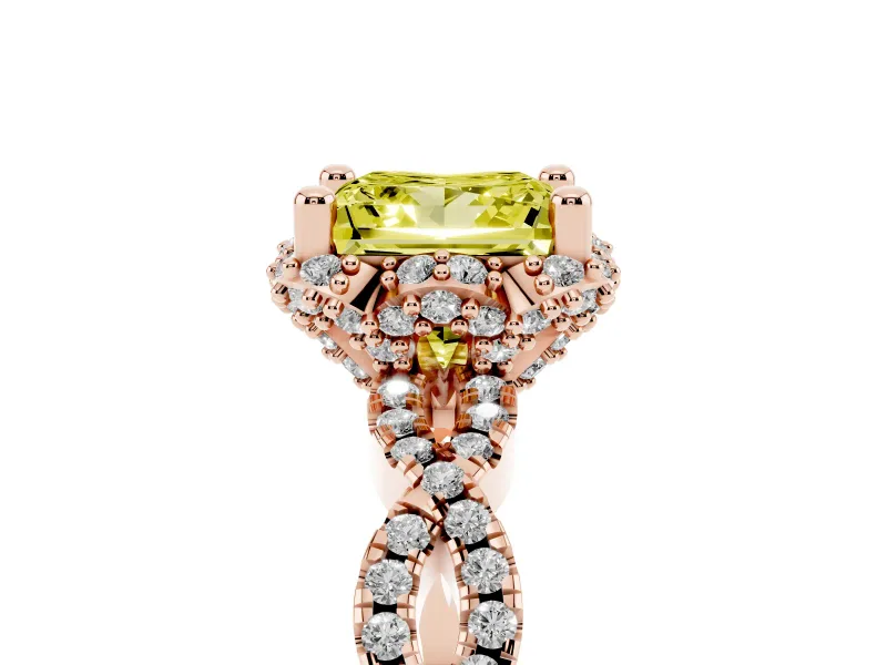 Princess Cut Halo Engagement Ring Setting for a Fancy Yellow Lab-Grown Diamond | Rose Gold - Design NV-24725