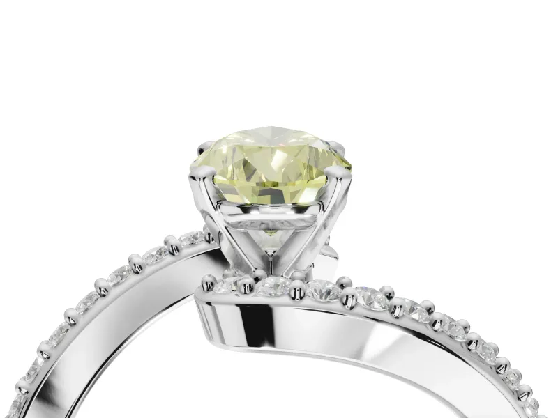 Pear-Shaped Bypass Pavé Engagement Ring Setting for a Fancy Yellow Lab-Grown Diamond | Platinum