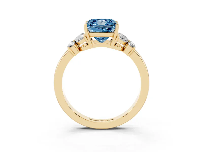 Princess Cut Petal Engagement Ring Setting for a Fancy Blue Lab-Grown Diamond | Yellow Gold