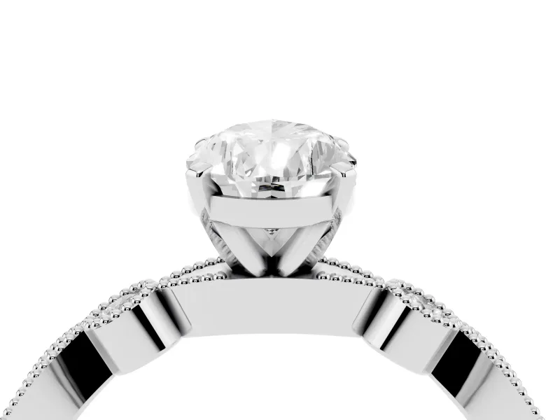 Pear-Shaped Vintage Milgrain Solitaire Engagement Ring Setting | Bezel Accents | Platinum