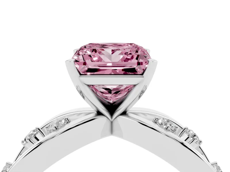 Princess Cut Loop Engagement Ring Setting for a Fancy Pink Lab-Grown Diamond | White Gold