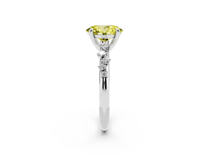 Oval Graduated Accent Engagement Ring Setting for a Fancy Yellow Lab-Grown Diamond | Platinum