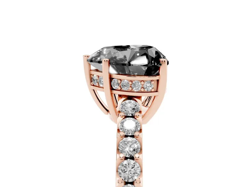 Heart-Shaped Hidden Halo Engagement Ring Setting for a Black Center | Rose Gold