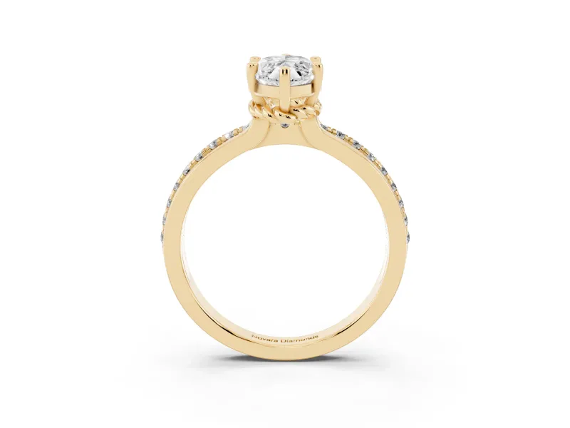 Marquise Channel Set Solitaire Engagement Ring Setting | Rope Collar Head | Yellow Gold