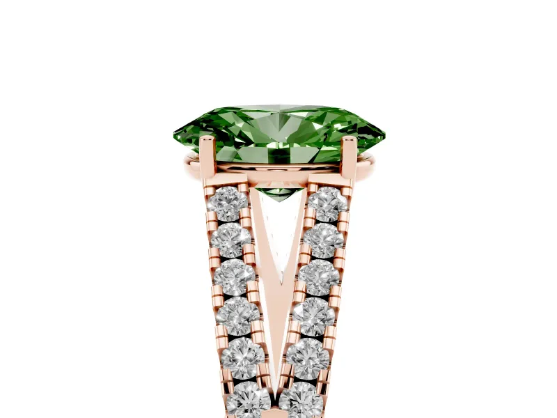 Oval Graduated Split Shank Engagement Ring Setting for a Fancy Green Lab-Grown Diamond | Rose Gold