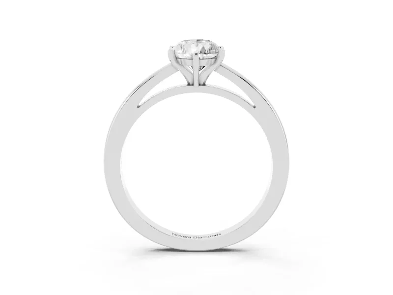Pear Cut Diamond Solitaire Engagement Ring Set in White gold with Prong Setting on a Classic Band