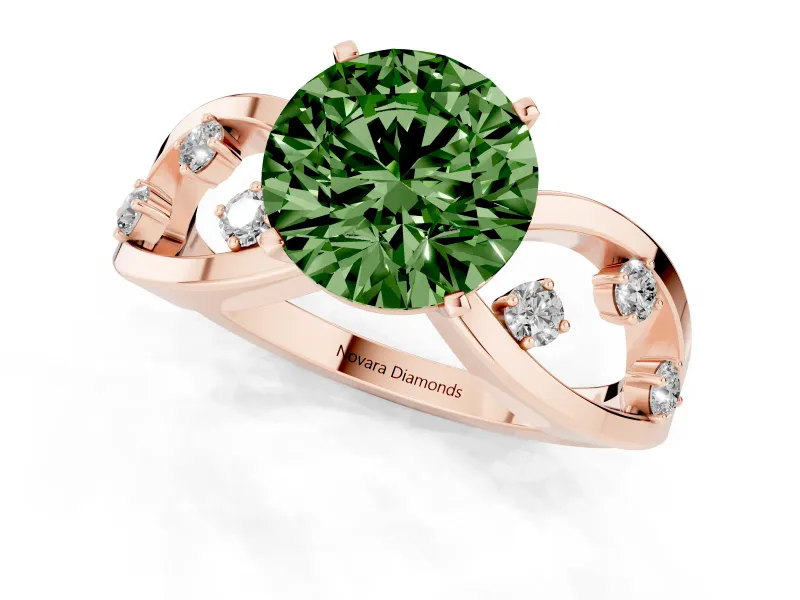 Round Loop Engagement Ring Setting for a Fancy Green Lab-Grown Diamond | Rose Gold