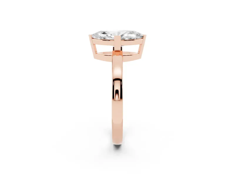 Marquise Cut Diamond Solitaire Ring Set in Rose gold with Prong Head and Smooth Polished Band