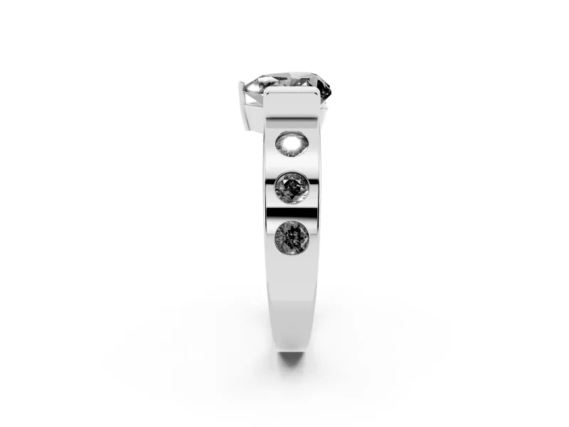 Heart-Shaped Tension Style Engagement Ring Setting for a Black Center | Flush Set Accents | Platinum