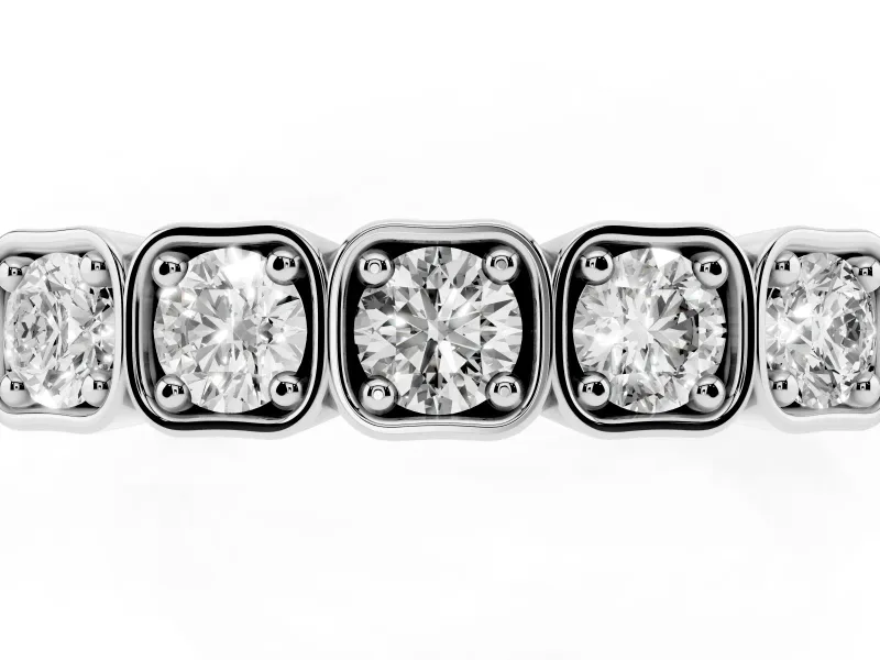Five-Stone Round Diamond Band Set in White gold with Bezel Setting