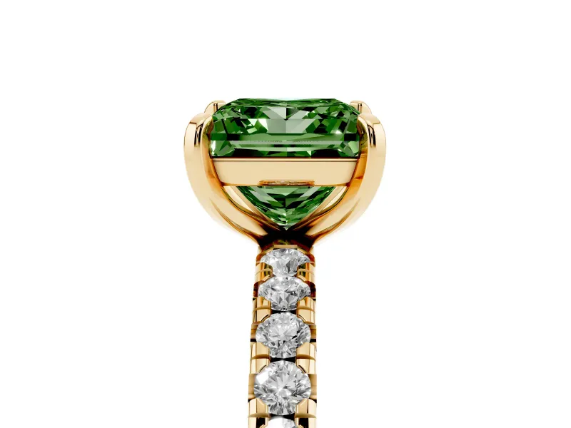 Princess Cut Engagement Ring Setting for a Fancy Green Lab-Grown Diamond | Yellow Gold - Design NV-24510